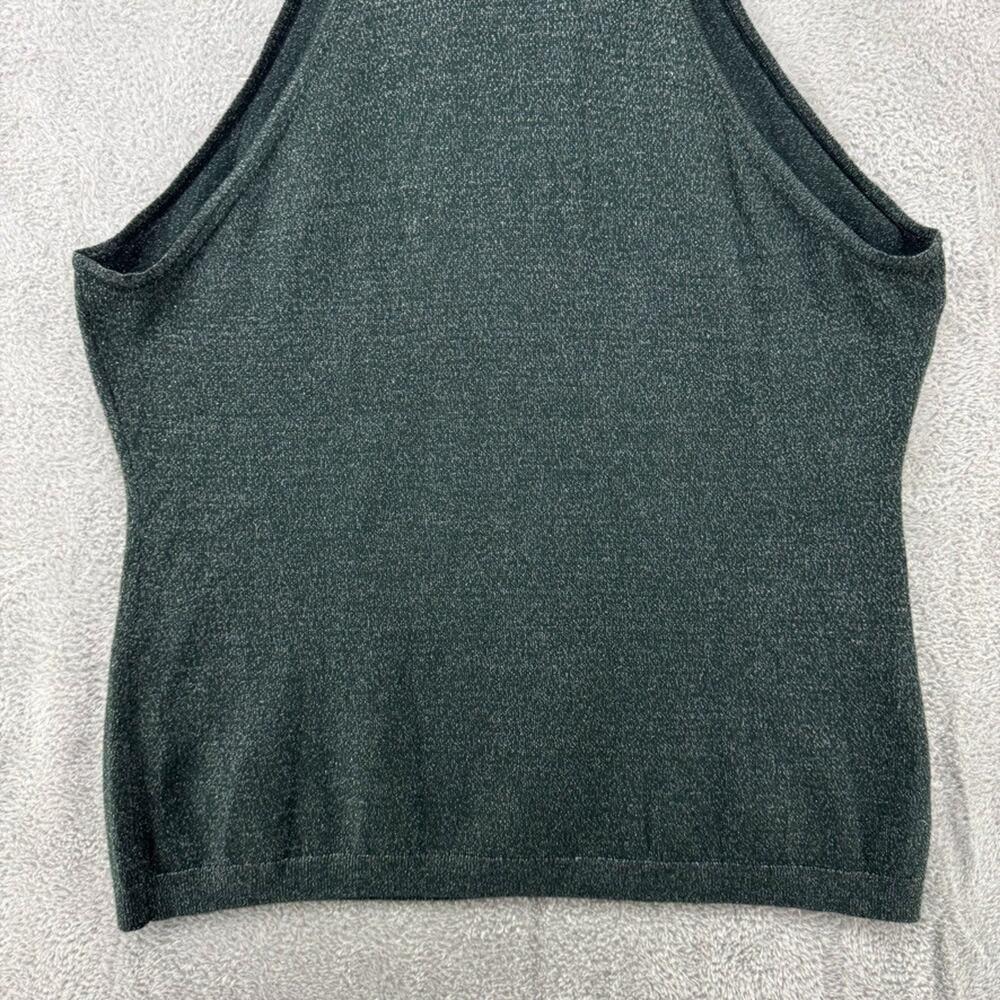 Banana Republic Top Womens XL Green Silver Metallic Knit Fitted Halter Stretch - Picture 8 of 13